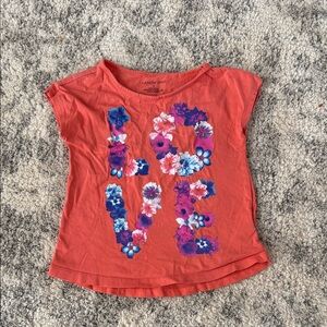 Lands' End Kids Floral Love Graphic Tee in Coral